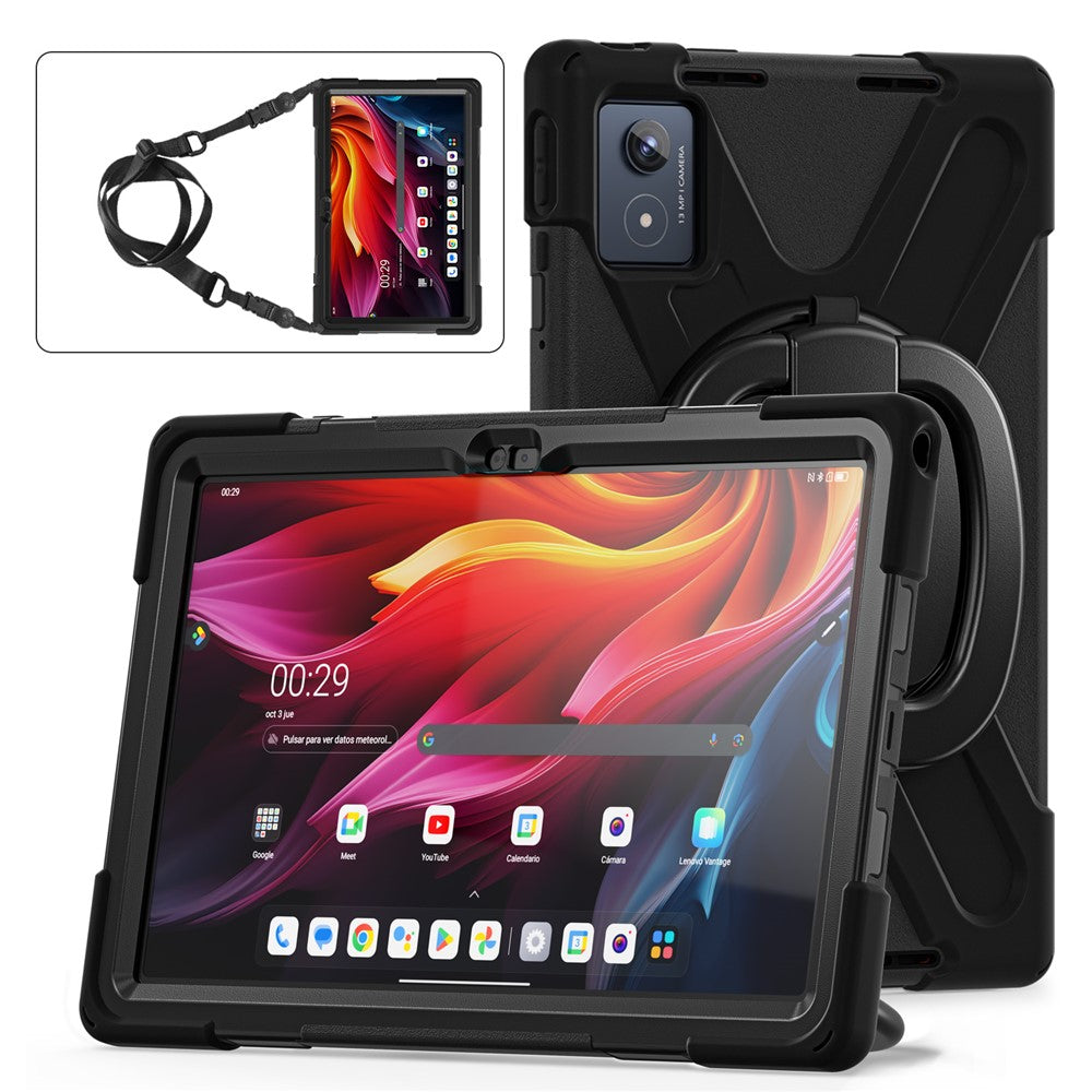 For Lenovo Tab K11 Plus / Zhaoyang K11 B352FU, TB230XC Case with Shoulder Strap TPU + PC + Silicone Kickstand Tablet Cover