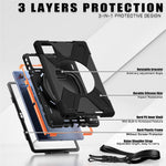 For Lenovo Tab K11 Plus / Zhaoyang K11 B352FU, TB230XC Case with Shoulder Strap TPU + PC + Silicone Kickstand Tablet Cover