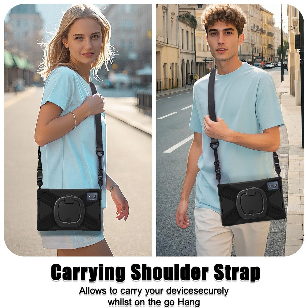 For Lenovo Tab K11 Plus / Zhaoyang K11 B352FU, TB230XC Case with Shoulder Strap TPU + PC + Silicone Kickstand Tablet Cover