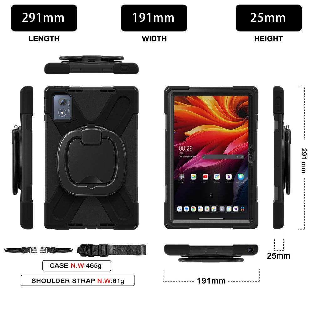 For Lenovo Tab K11 Plus / Zhaoyang K11 B352FU, TB230XC Case with Shoulder Strap TPU + PC + Silicone Kickstand Tablet Cover