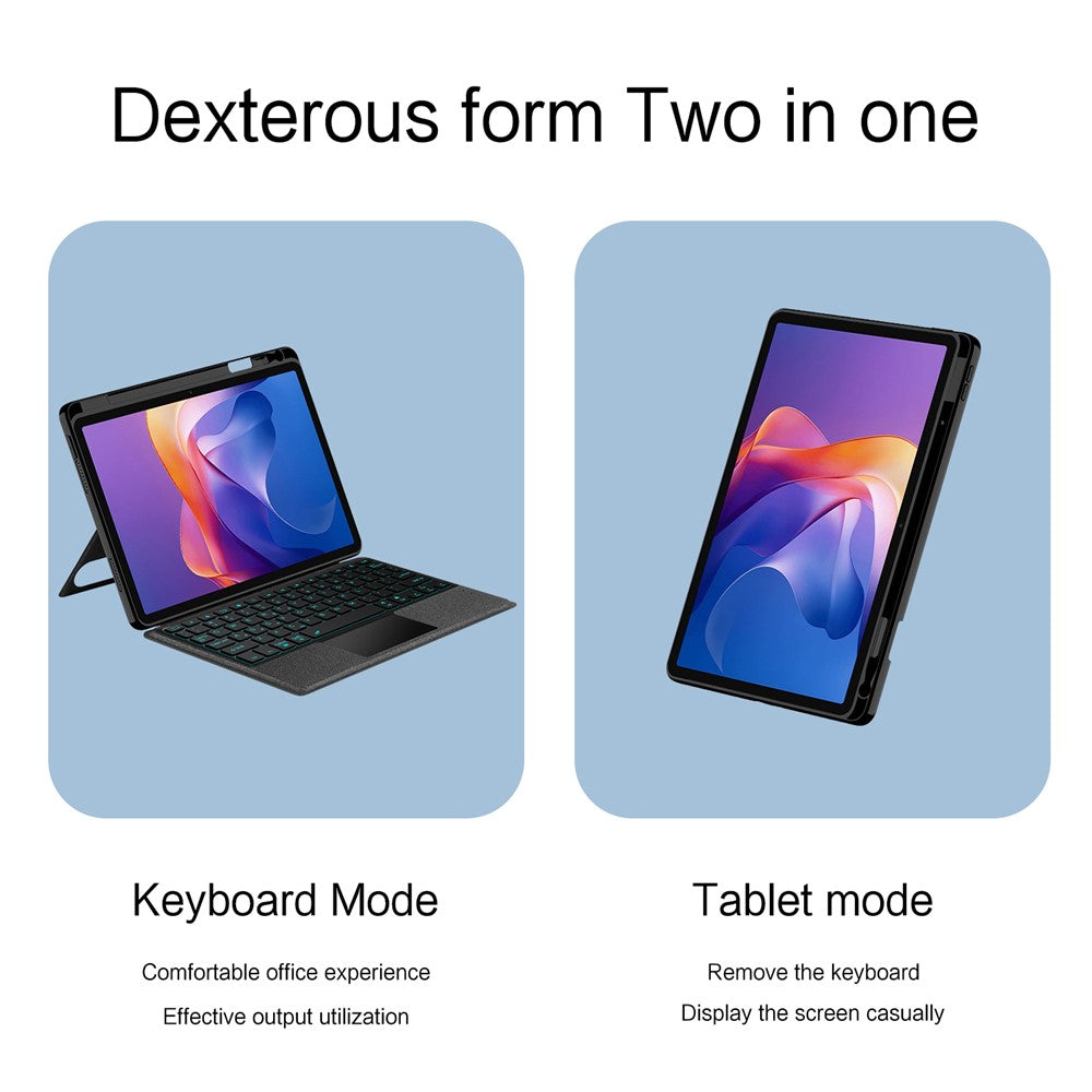 For Xiaomi Redmi Pad 2 11 Leather Case + Bluetooth-Compatible Keyboard with Backlight Trackpad
