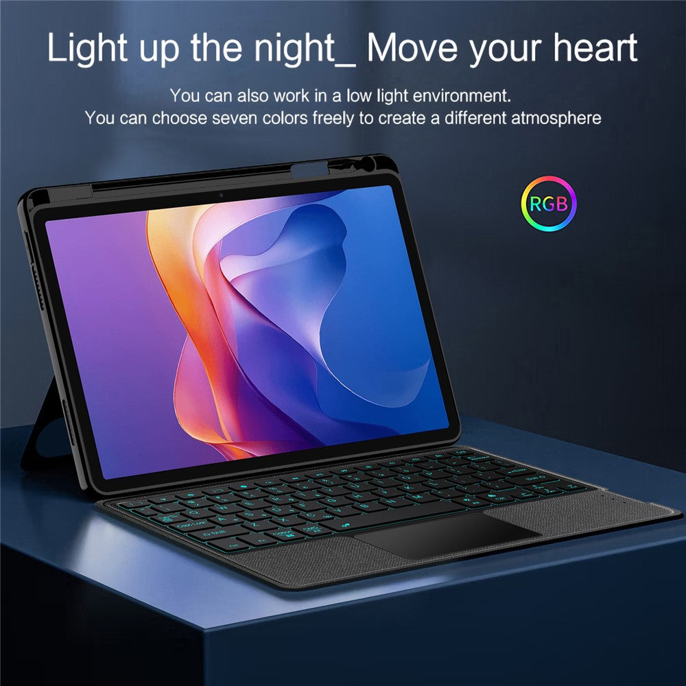 For Xiaomi Redmi Pad 2 11 Leather Case + Bluetooth-Compatible Keyboard with Backlight Trackpad