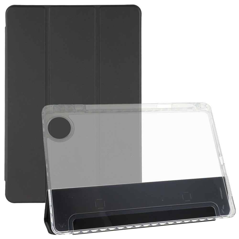 Til Honor Pad 10 Cover Tre-fløjet Stand Læder + TPU + Akryl Klart Bagside Tablet Cover