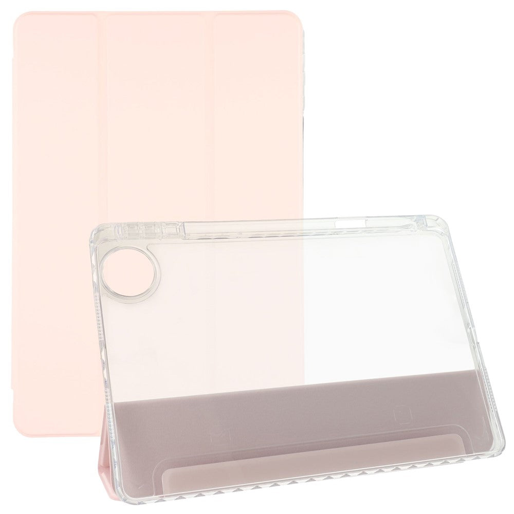 Til Honor Pad 10 Cover Tre-fløjet Stand Læder + TPU + Akryl Klart Bagside Tablet Cover