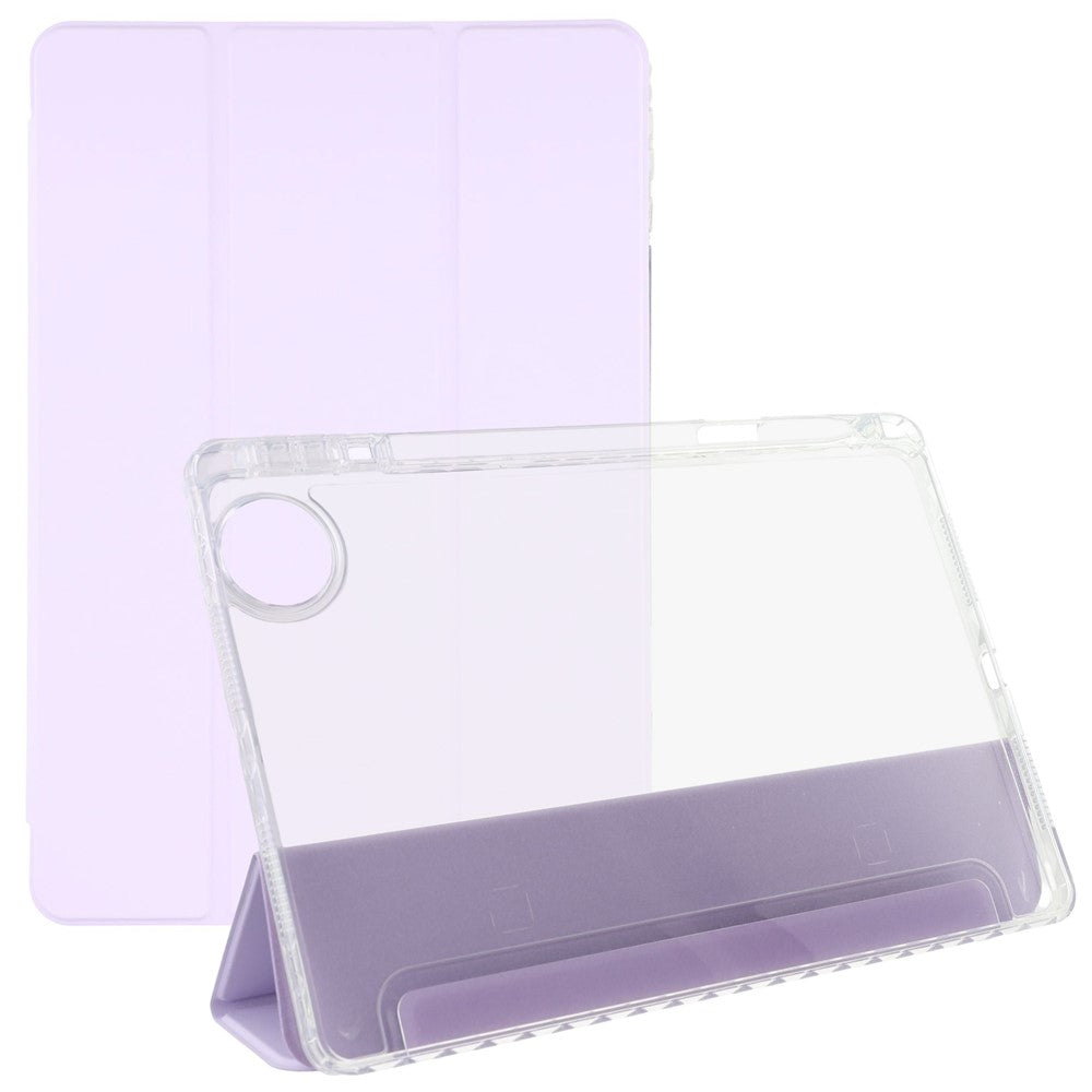 Til Honor Pad 10 Cover Tre-fløjet Stand Læder + TPU + Akryl Klart Bagside Tablet Cover