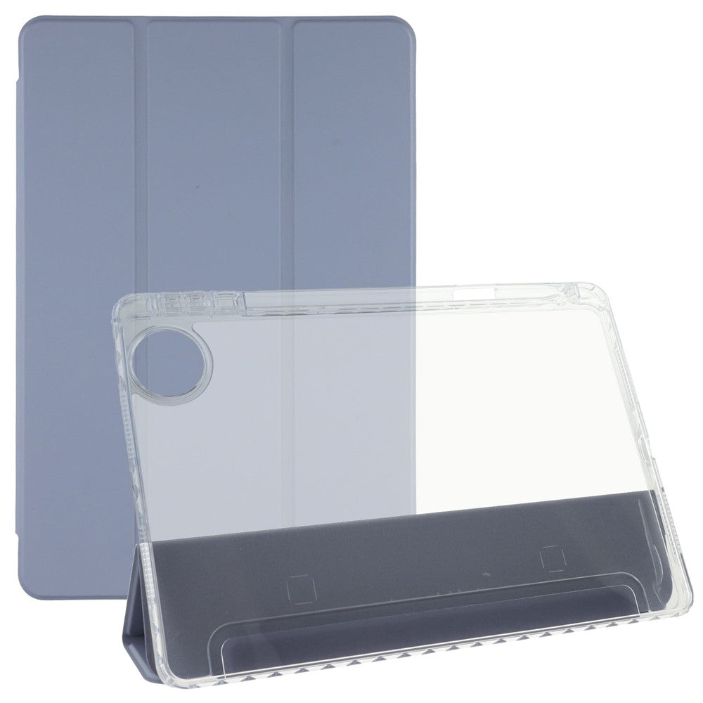 Til Honor Pad 10 Cover Tre-fløjet Stand Læder + TPU + Akryl Klart Bagside Tablet Cover