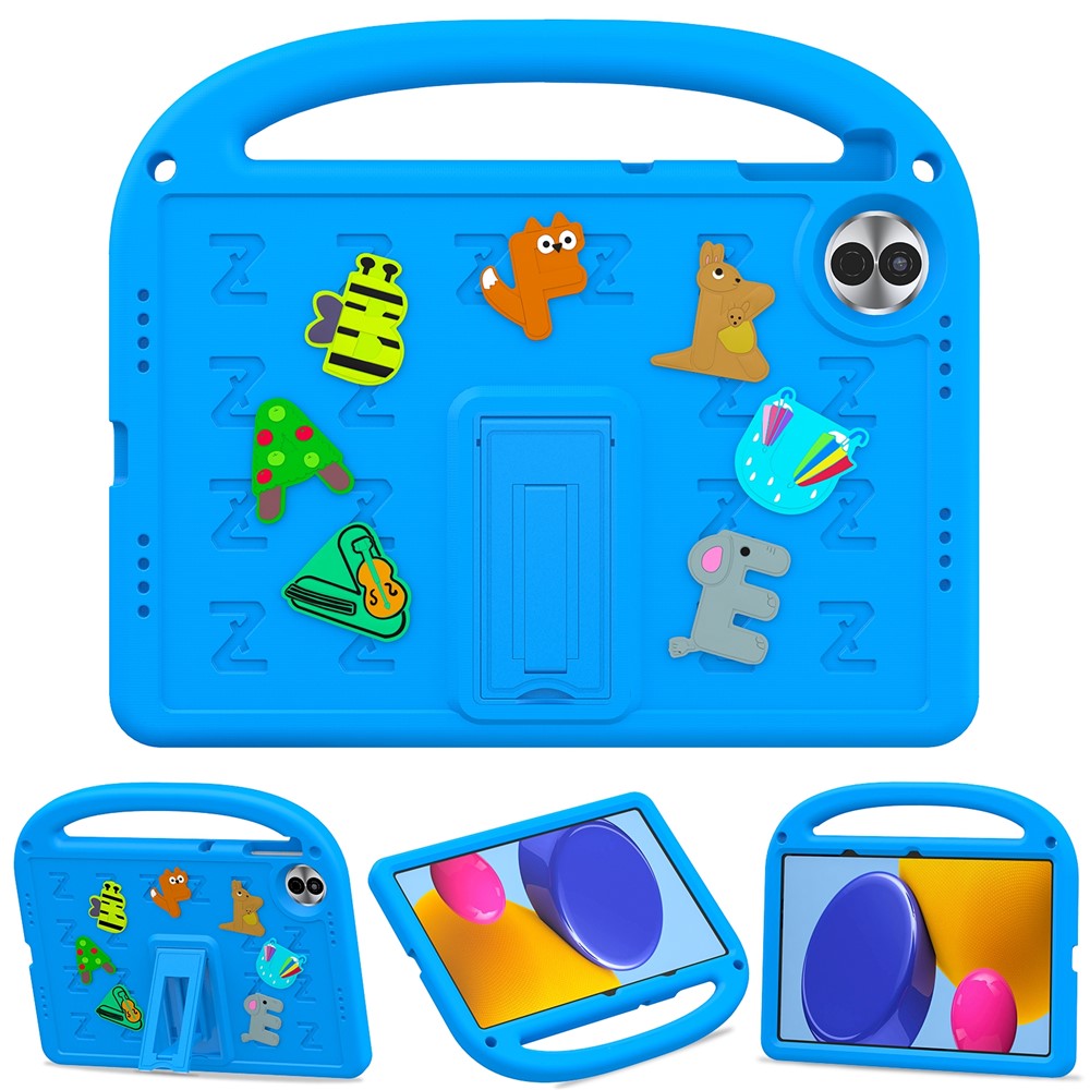 For Honor Pad 10 Kickstand Case Cartoon Design Anti-Drop EVA+PC Tablet Cover with Strap for Kids