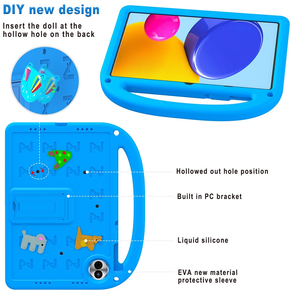 For Honor Pad 10 Kickstand Case Cartoon Design Anti-Drop EVA+PC Tablet Cover with Strap for Kids