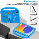 For Honor Pad 10 Kickstand Case Cartoon Design Anti-Drop EVA+PC Tablet Cover with Strap for Kids