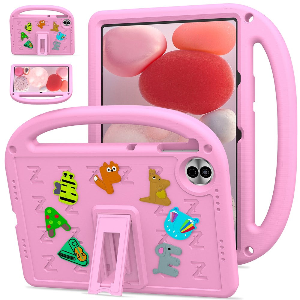 For Honor Pad 10 Kickstand Case Cartoon Design Anti-Drop EVA+PC Tablet Cover with Strap for Kids