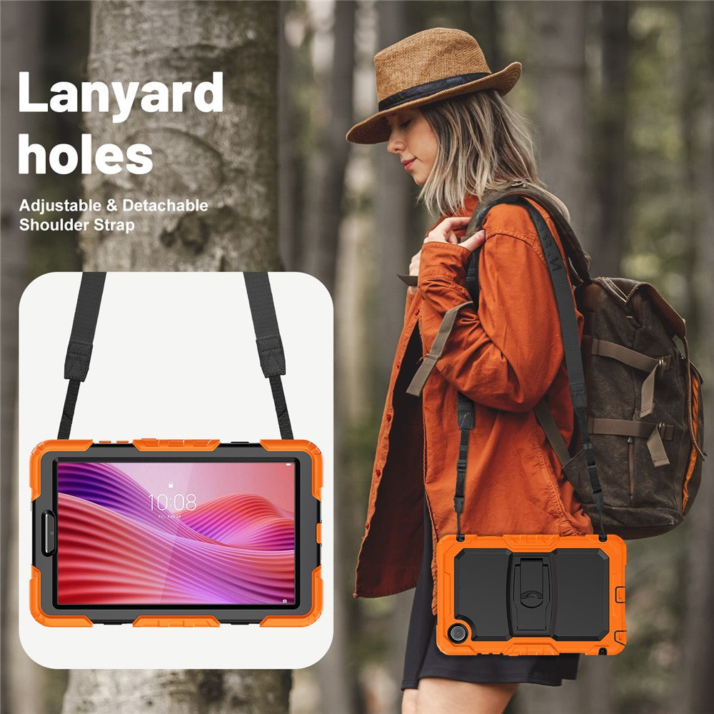 For Lenovo Tab K9 TB305FU Case with Shoulder Strap Kickstand PC + Silicone Shockproof Tablet Cover