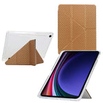 Tablet Case For Samsung Galaxy Tab S10 FE / Tab S9 FE / Tab S9 , Y-Fold Stand Pyramid-Patterned Leather + Clear Acrylic Cover with Pencil Holder