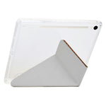 Tablet Case For Samsung Galaxy Tab S10 FE / Tab S9 FE / Tab S9 , Y-Fold Stand Pyramid-Patterned Leather + Clear Acrylic Cover with Pencil Holder