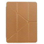 Tablet Case For Samsung Galaxy Tab S10 FE / Tab S9 FE / Tab S9 , Y-Fold Stand Pyramid-Patterned Leather + Clear Acrylic Cover with Pencil Holder