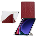 Tablet Case For Samsung Galaxy Tab S10 FE / Tab S9 FE / Tab S9 , Y-Fold Stand Pyramid-Patterned Leather + Clear Acrylic Cover with Pencil Holder