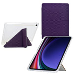 Tablet Case For Samsung Galaxy Tab S10 FE / Tab S9 FE / Tab S9 , Y-Fold Stand Pyramid-Patterned Leather + Clear Acrylic Cover with Pencil Holder