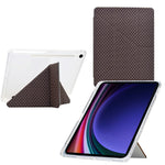Tablet Case For Samsung Galaxy Tab S10 FE / Tab S9 FE / Tab S9 , Y-Fold Stand Pyramid-Patterned Leather + Clear Acrylic Cover with Pencil Holder
