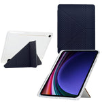 Tablet Case For Samsung Galaxy Tab S10 FE / Tab S9 FE / Tab S9 , Y-Fold Stand Pyramid-Patterned Leather + Clear Acrylic Cover with Pencil Holder