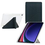 Tablet Case For Samsung Galaxy Tab S10 FE / Tab S9 FE / Tab S9 , Y-Fold Stand Pyramid-Patterned Leather + Clear Acrylic Cover with Pencil Holder