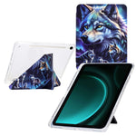 Tablet Case For Samsung Galaxy Tab S10 FE / S9 / S9 FE, Y-Fold Stand Pattern Print Leather + Clear Acrylic Cover with Pencil Holder