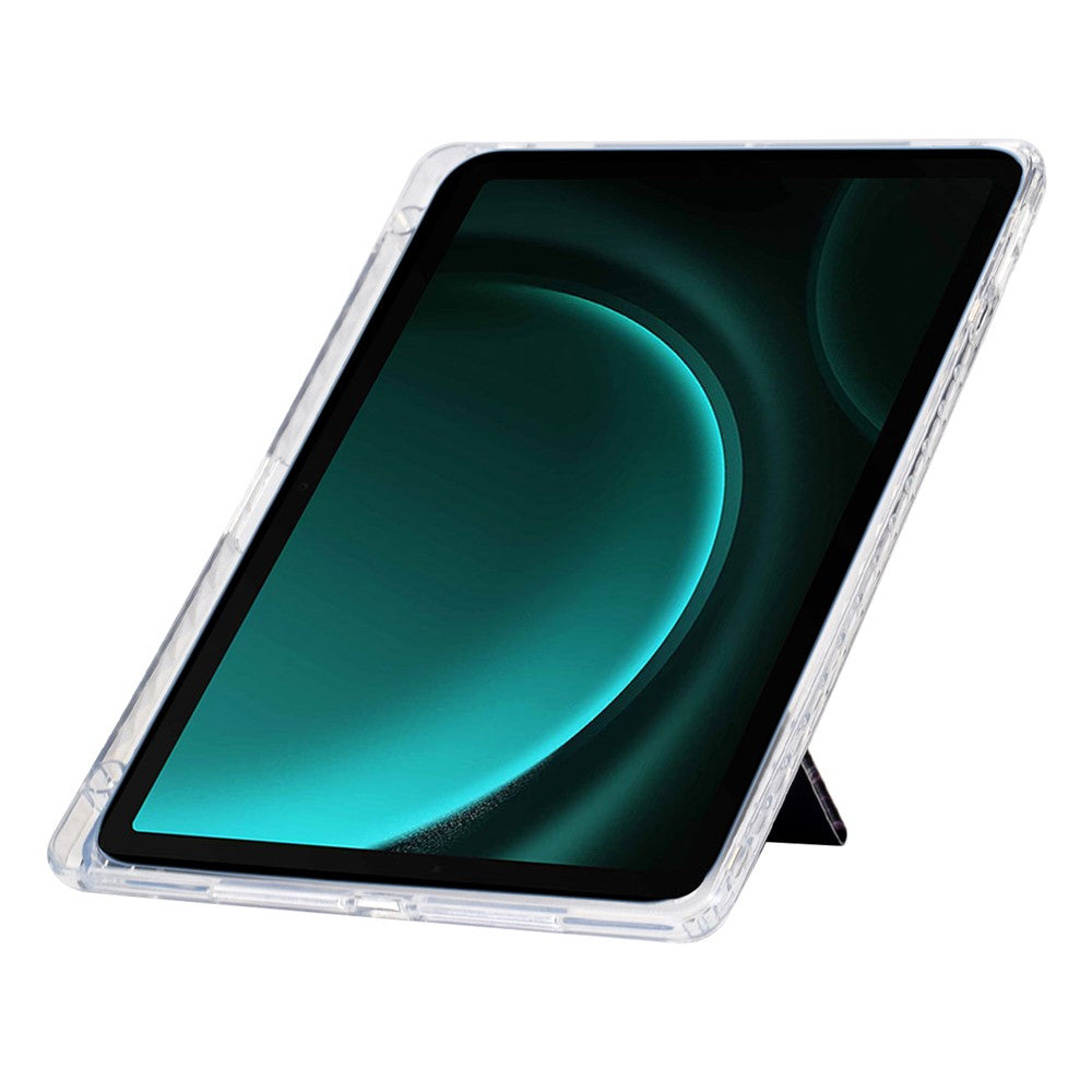Tablet Case For Samsung Galaxy Tab S10 FE / S9 / S9 FE, Y-Fold Stand Pattern Print Leather + Clear Acrylic Cover with Pencil Holder