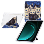 Tablet Case For Samsung Galaxy Tab S10 FE / S9 / S9 FE, Y-Fold Stand Pattern Print Leather + Clear Acrylic Cover with Pencil Holder
