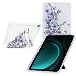 Tablet Case For Samsung Galaxy Tab S10 FE / S9 / S9 FE, Y-Fold Stand Pattern Print Leather + Clear Acrylic Cover with Pencil Holder