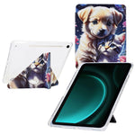 Tablet Case For Samsung Galaxy Tab S10 FE / S9 / S9 FE, Y-Fold Stand Pattern Print Leather + Clear Acrylic Cover with Pencil Holder