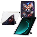 Tablet Case For Samsung Galaxy Tab S10 FE / S9 / S9 FE, Y-Fold Stand Pattern Print Leather + Clear Acrylic Cover with Pencil Holder