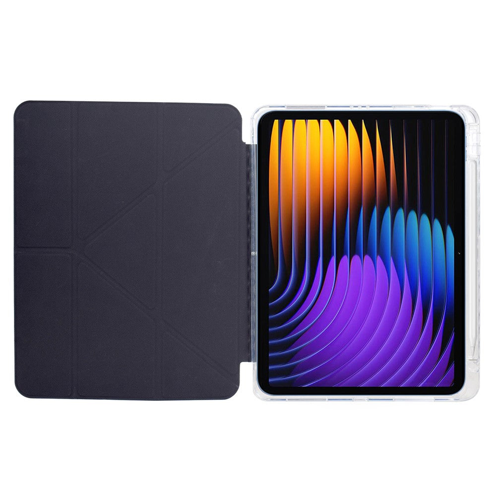 For Xiaomi Pad 7 / Pad 7 Pro Case Y-Fold Stand Pattern Print Leather + Clear Acrylic Tablet Cover with Pencil Holder