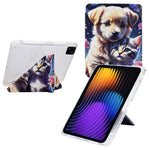 For Xiaomi Pad 7 / Pad 7 Pro Case Y-Fold Stand Pattern Print Leather + Clear Acrylic Tablet Cover with Pencil Holder