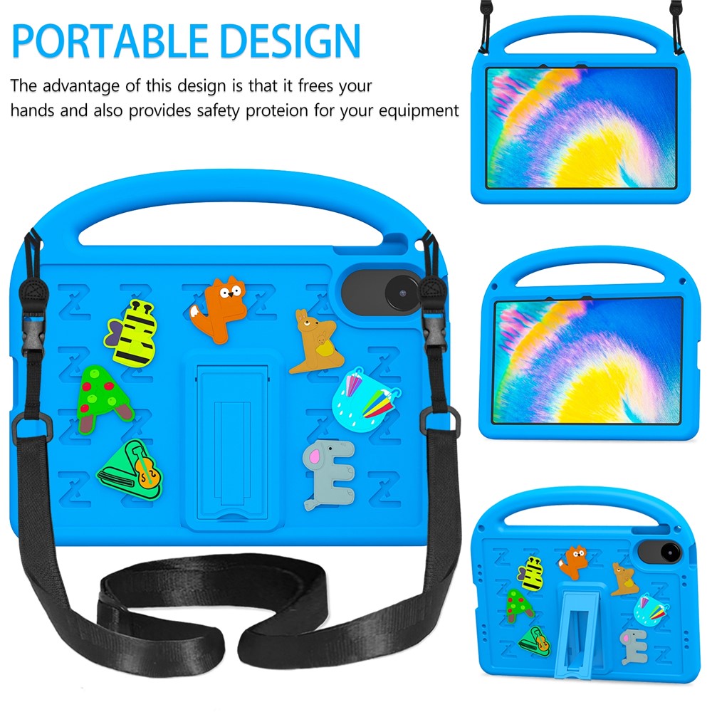 For Xiaomi Redmi Pad 2 11 Kickstand Case Cartoon Design Anti-Drop EVA+PC Tablet Cover with Strap for Kids