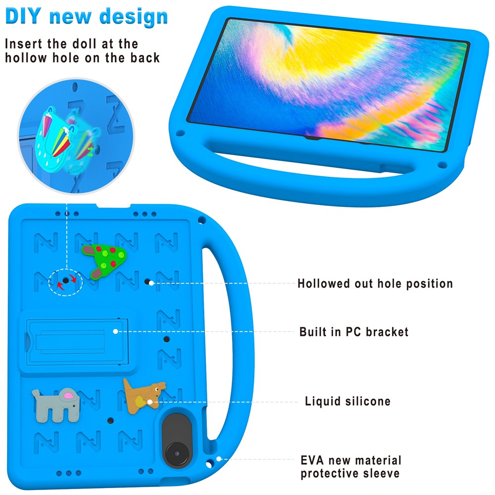 For Xiaomi Redmi Pad 2 11 Kickstand Case Cartoon Design Anti-Drop EVA+PC Tablet Cover with Strap for Kids