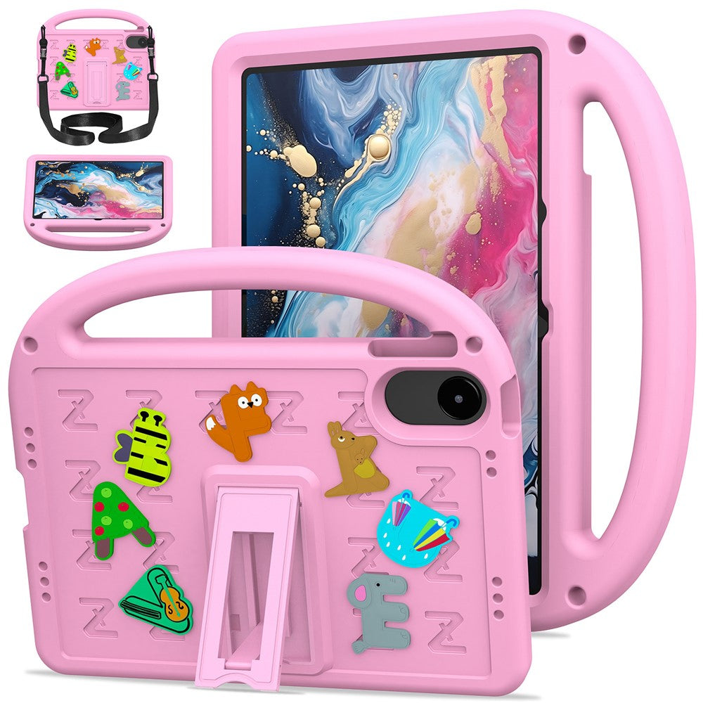 For Xiaomi Redmi Pad 2 11 Kickstand Case Cartoon Design Anti-Drop EVA+PC Tablet Cover with Strap for Kids