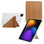 For Xiaomi Pad 7 / Pad 7 Pro Case Y-Fold Stand Pyramid-Patterned Leather + Clear Acrylic Tablet Cover with Pencil Holder