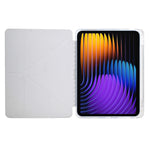 For Xiaomi Pad 7 / Pad 7 Pro Case Y-Fold Stand Pyramid-Patterned Leather + Clear Acrylic Tablet Cover with Pencil Holder