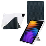 For Xiaomi Pad 7 / Pad 7 Pro Case Y-Fold Stand Pyramid-Patterned Leather + Clear Acrylic Tablet Cover with Pencil Holder