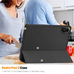 For Xiaomi Redmi Pad 2 11 Stand Case Shock-Absorbent Leather Tablet Cover with Pen Slot