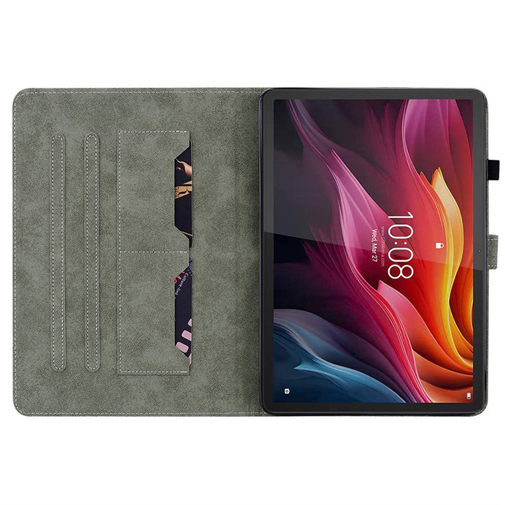 For Lenovo Tab K11 Gen 2 / Idea Tab / Xiaoxin Pad 11 2025 Case Card Holder Anti-Scratch Leather Cover Rose Flower Imprint