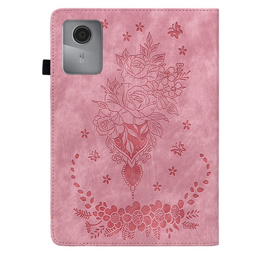 For Lenovo Tab K11 Gen 2 / Idea Tab / Xiaoxin Pad 11 2025 Case Card Holder Anti-Scratch Leather Cover Rose Flower Imprint
