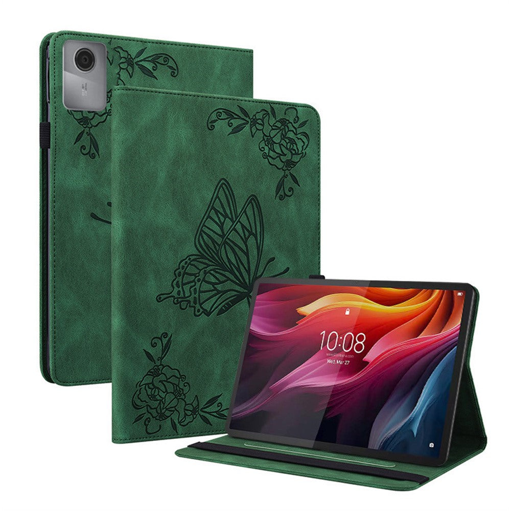 For Lenovo Tab K11 Gen 2 / Idea Tab / Xiaoxin Pad 11 2025 Case Butterfly Flower Imprint PU Leather Tablet Cover with Card Slots