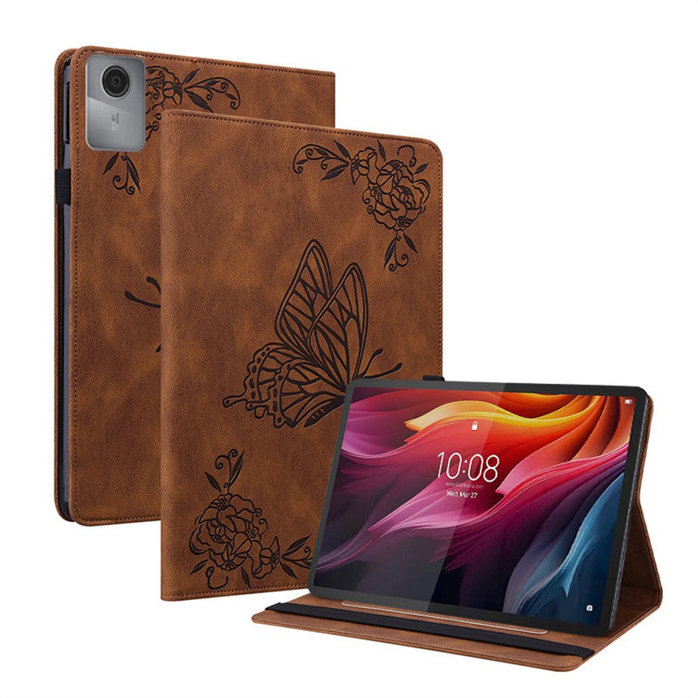 For Lenovo Tab K11 Gen 2 / Idea Tab / Xiaoxin Pad 11 2025 Case Butterfly Flower Imprint PU Leather Tablet Cover with Card Slots