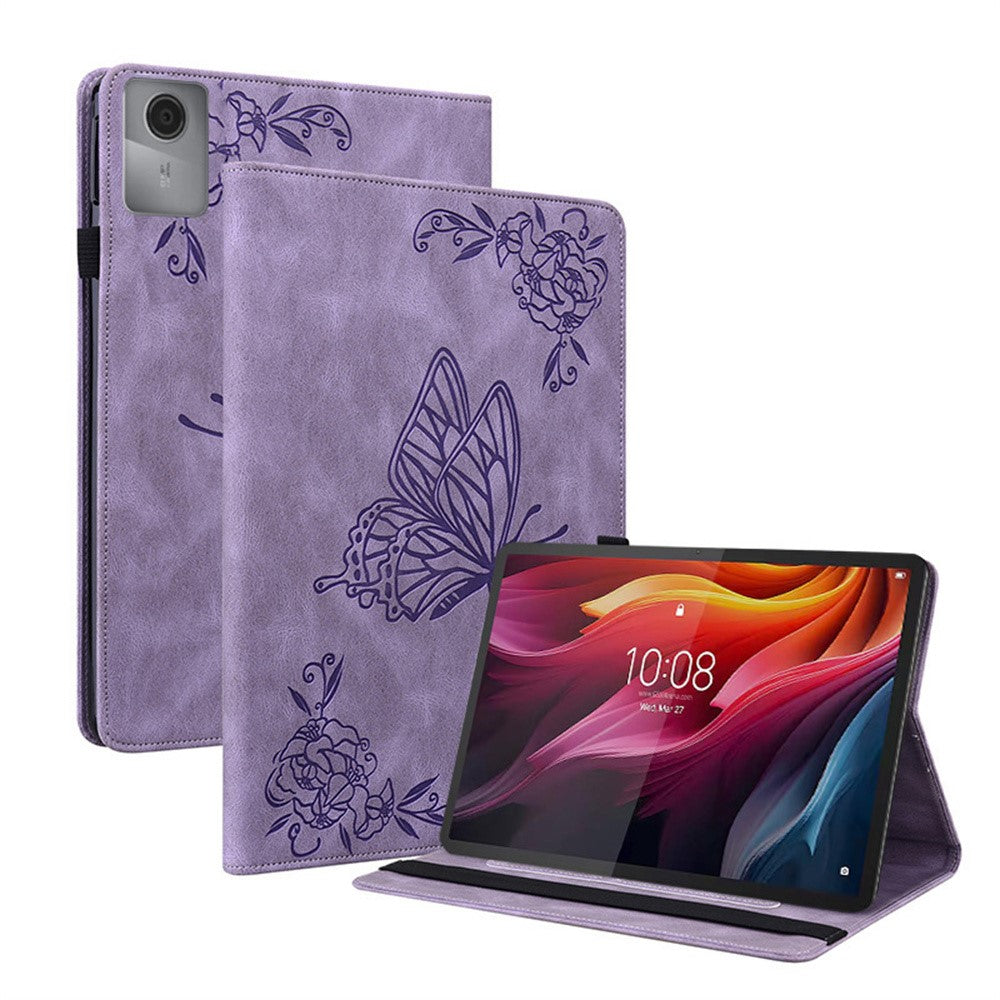 For Lenovo Tab K11 Gen 2 / Idea Tab / Xiaoxin Pad 11 2025 Case Butterfly Flower Imprint PU Leather Tablet Cover with Card Slots