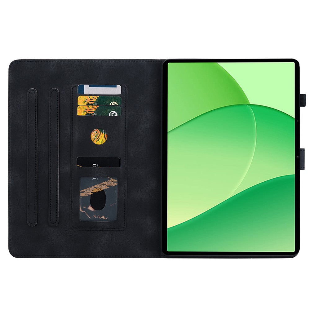 For Oppo Pad SE Case Lily Flower Imprint Card Slots Leather Tablet Cover
