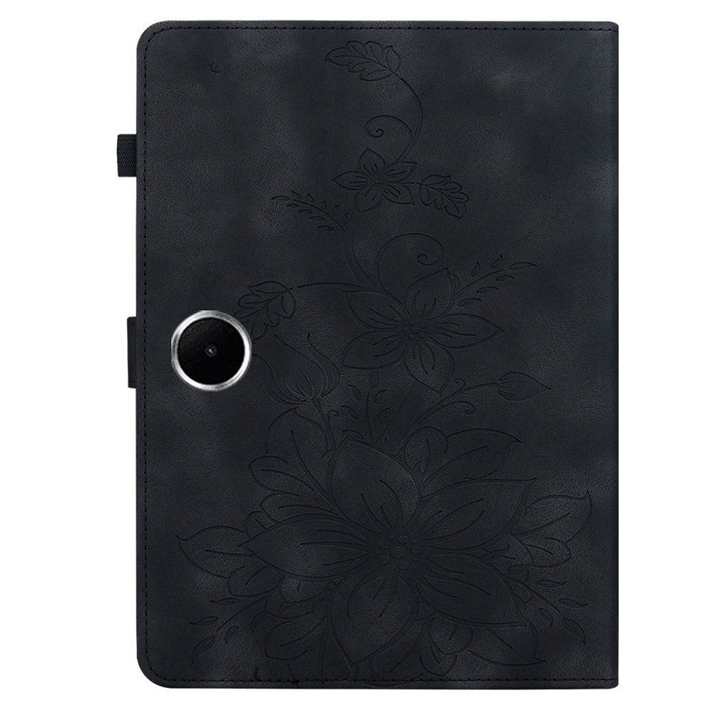 For Oppo Pad SE Case Lily Flower Imprint Card Slots Leather Tablet Cover