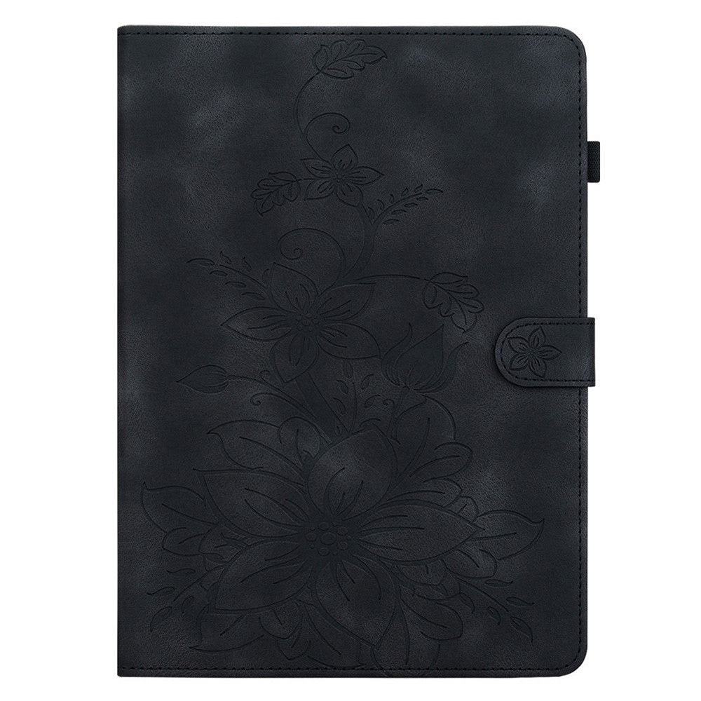 For Oppo Pad SE Case Lily Flower Imprint Card Slots Leather Tablet Cover