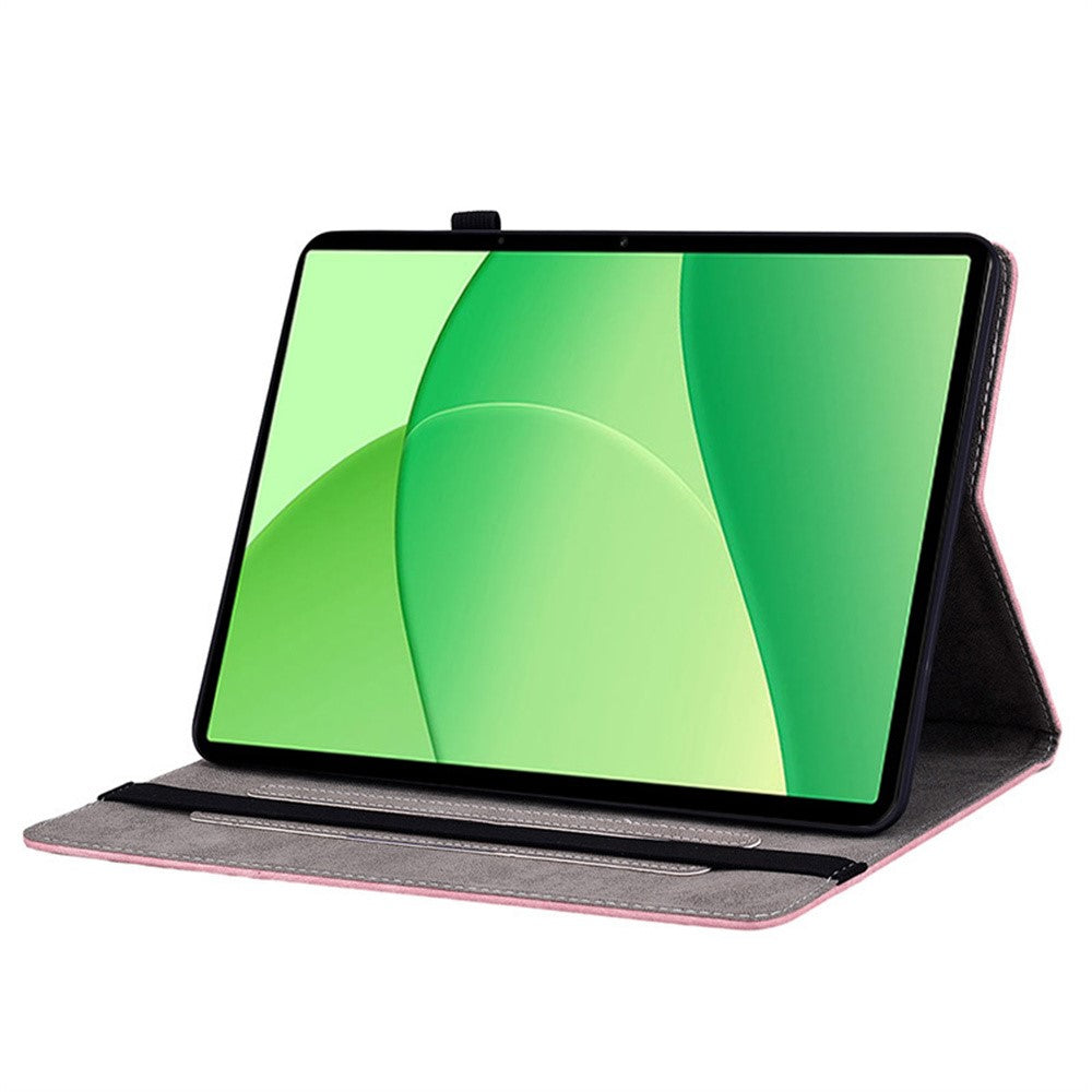 Til Oppo Pad SE Cover Kortlomme Anti-ridse Lædercover Rosablomst Aftryk
