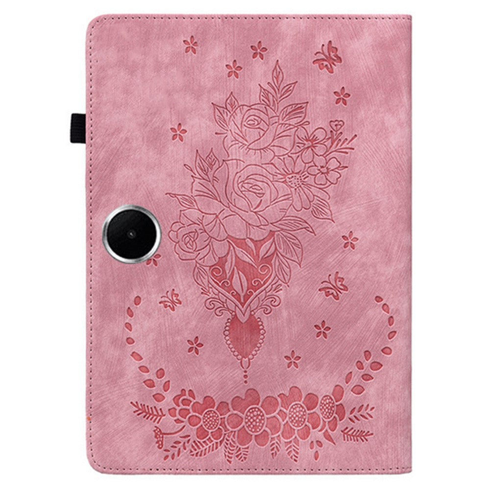 Til Oppo Pad SE Cover Kortlomme Anti-ridse Lædercover Rosablomst Aftryk