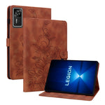 For Lenovo Legion Y700 Gen 4 Case Lily Flower Imprint Card Slots Leather Tablet Cover