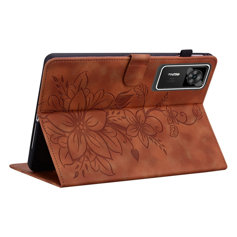 For Lenovo Legion Y700 Gen 4 Case Lily Flower Imprint Card Slots Leather Tablet Cover
